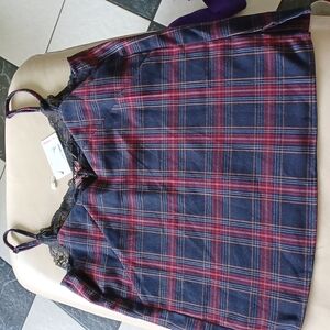 Tank Top by Re Named. Plaid, blue & red, M